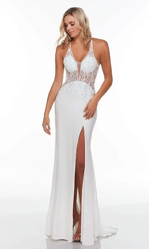 Alyce Paris - 61190 Plunging V-Neck High Slit Dress