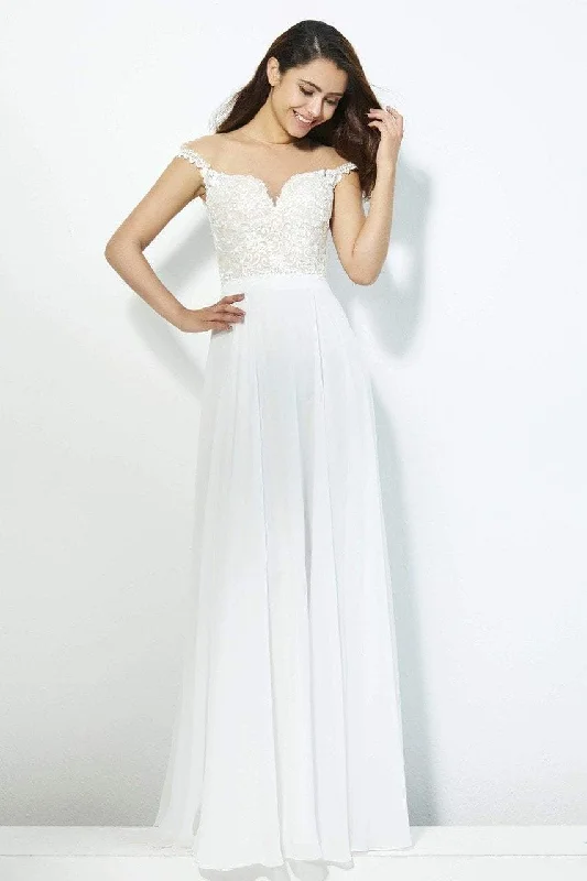 Angela & Alison - 81124 Bead Embroidered Illusion Jewel A-line Dress