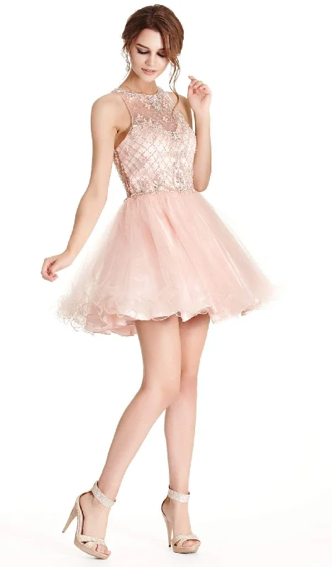 Aspeed Design - Bedazzled Illusion Halter Aline Homecoming Dress