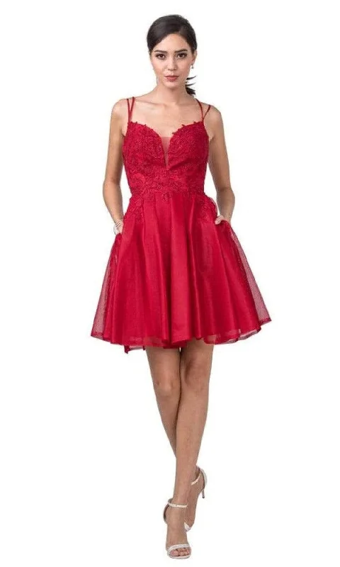 Aspeed Design - S2318 Plunging Sweetheart Embroidered A-Line Dress