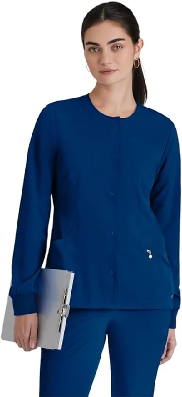 Barco One Princess Round Neck Warm-Up Scrub Jacket Welt Pockets Slit Pockets Flap Pockets Barco One Princess Round Neck Warm-Up Scrub Jacket Welt Pockets Slit Pockets Flap Pockets