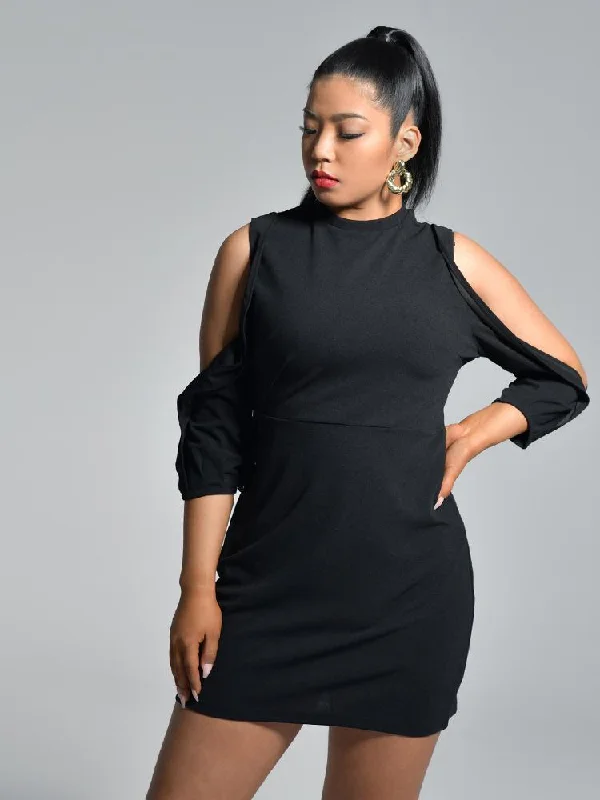 Cut Out Solid Color Dress