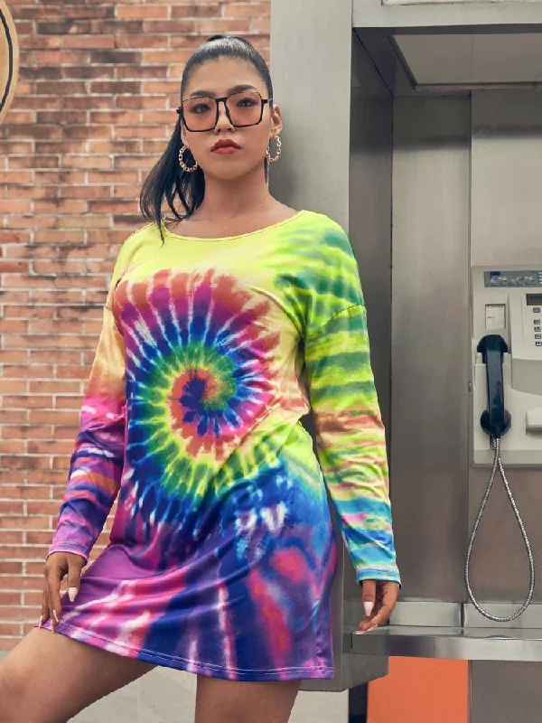 Tie Dye Round-neck Dress