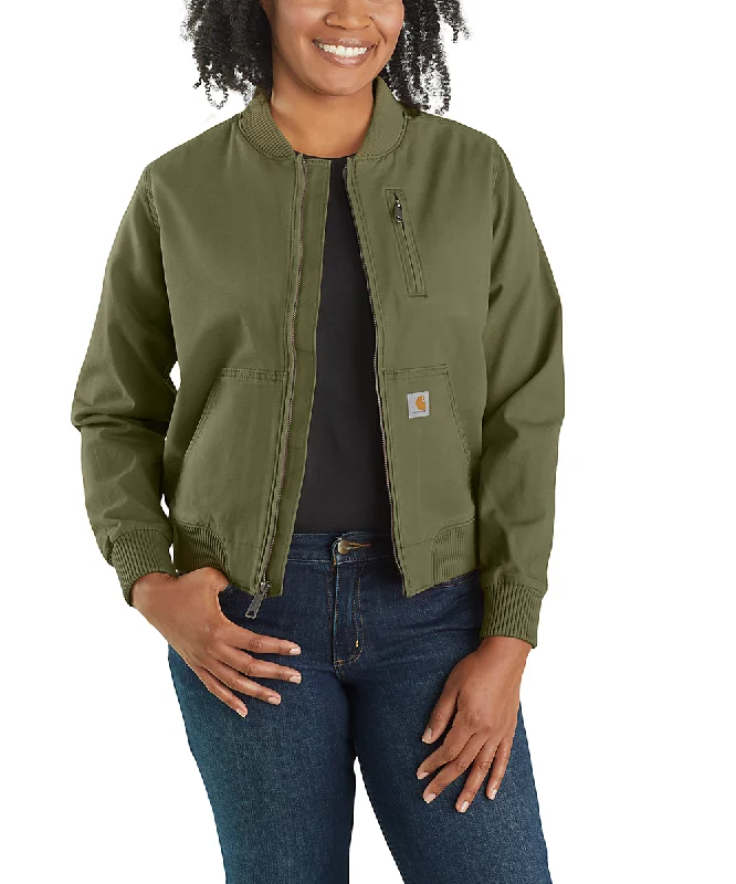 Carhartt Women's Canvas Bomber Jacket - Basil Wool Fabric Cashmere Fabric Tweed Fabric