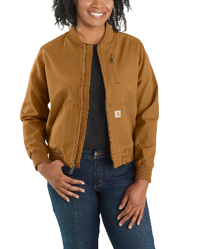 Carhartt Women's Canvas Bomber Jacket - Carhartt Brown Wool Jacket Cashmere Jacket Tweed Jacket