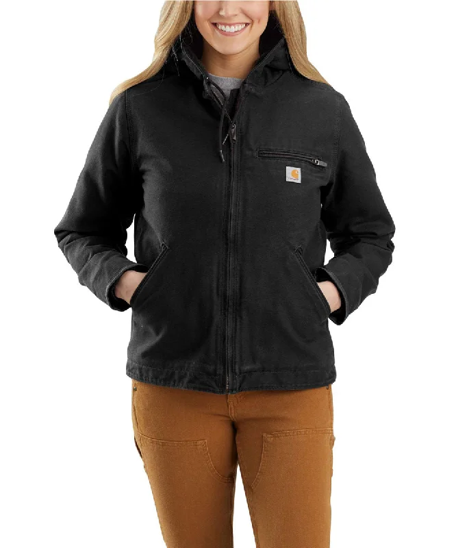 Carhartt Women's Sherpa Lined Sierra Jacket - Black Mesh Jacket Canvas Jacket Denim Jacket