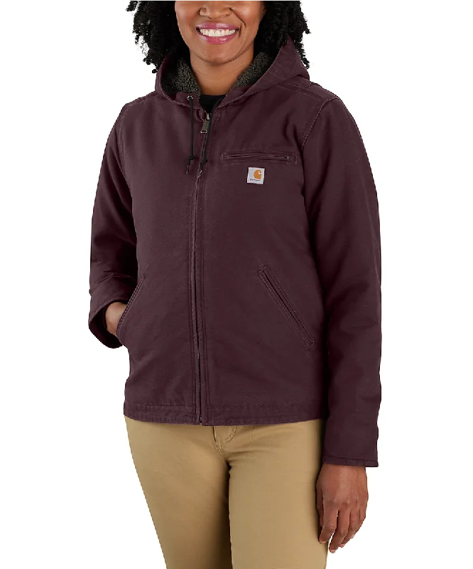 Carhartt Women's Sherpa Lined Sierra Jacket - Blackberry Belted Jacket Elasticated Jacket Padded Jacket