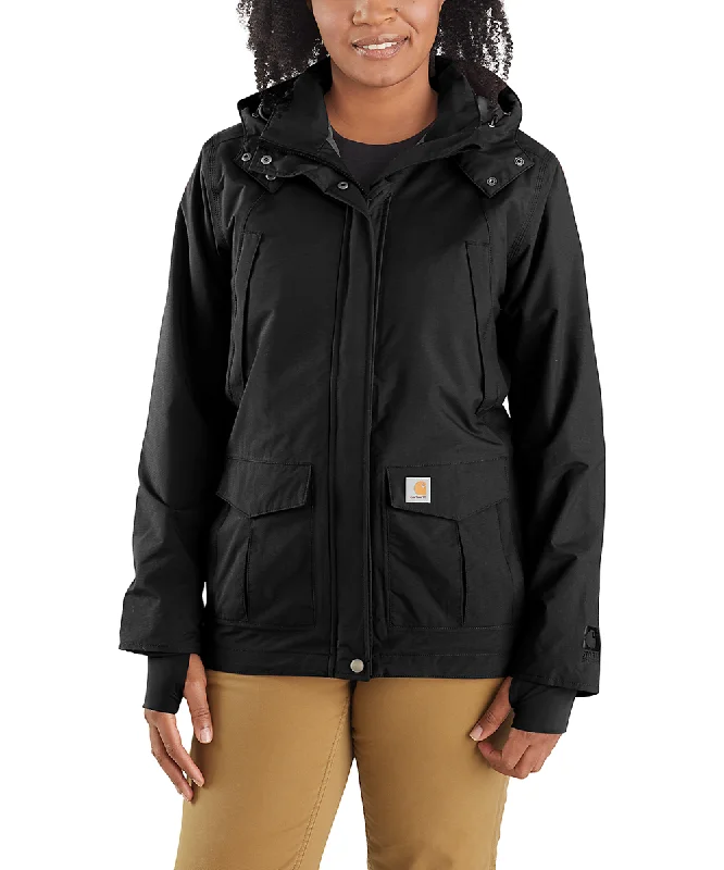 Carhartt Women's Waterproof Shoreline Jacket - Black Trench Coat Raincoat Waterproof Jacket