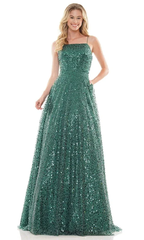 Colors Dress - 2665 Spaghetti Strap Sequin Gown