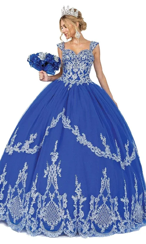 Dancing Queen - 1576 Cap Sleeve Applique Ballgown