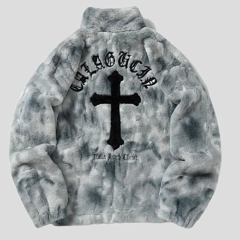Unisex Cross Zip-Up Urban Faux Fur Jacket Print Jacket Jacquard Jacket Embroidered Jacket Unisex Cross Zip-Up Urban Faux Fur Jacket Print Jacket Jacquard Jacket Embroidered Jacket