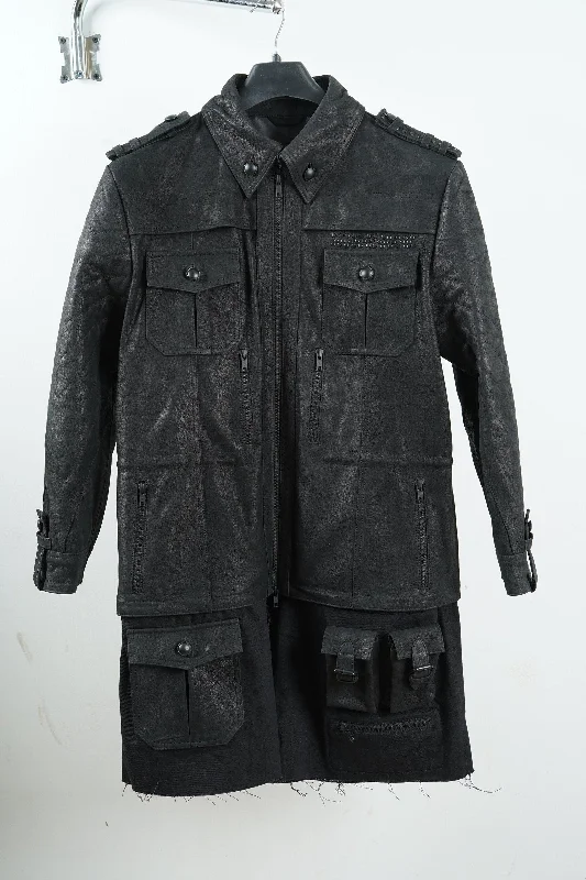 Handmade FF XV Noctis Lucis Black Cosplay Costume Leather Jacket Denim Jacket Leather Jacket Suede Jacket