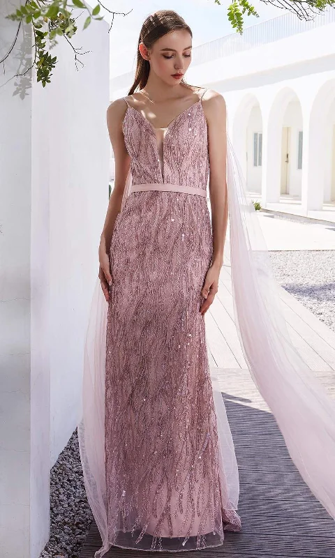 J'Adore Dresses - JM117 Sequined Deep V Neck Sheath Dress