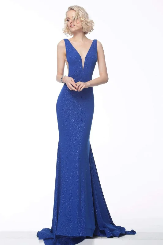 JVN by Jovani - JVN67093 Deep V-Neck Long Trumpet Dress
