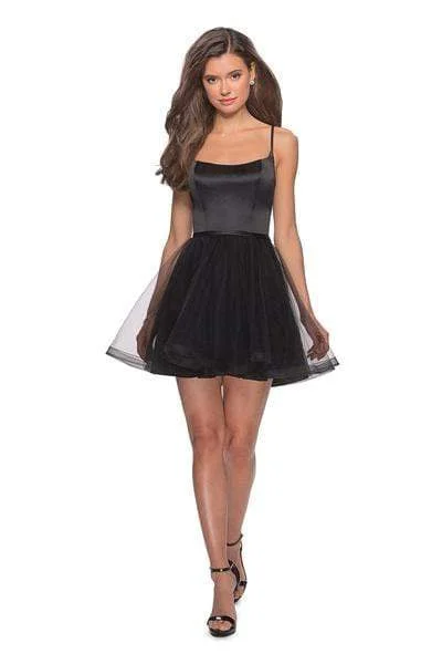 La Femme - Scoop Neck Tulle A-line Dress 28156SC