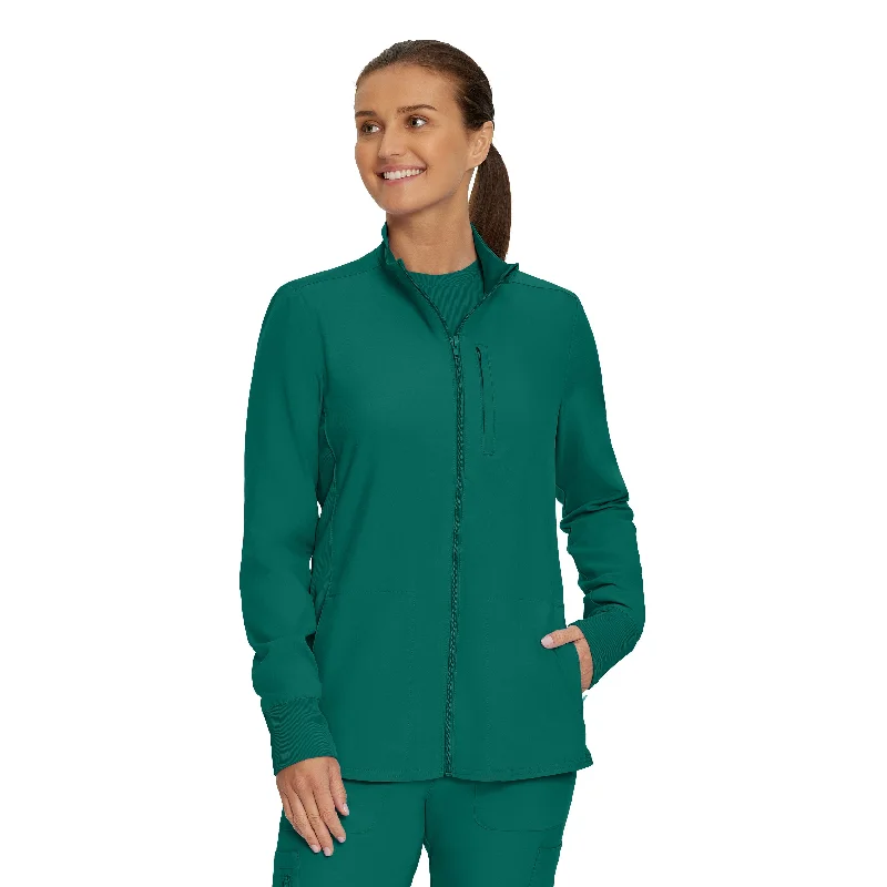 Landau Forward Women's 3-Pocket Scrub Jacket Snapped Jacket Toggled Jacket Drawstring Jacket