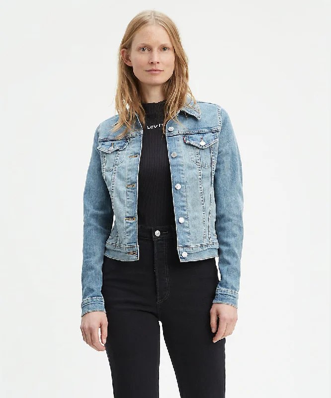 Levi's Women's Original Trucker Jacket - Light Stonewash Denim Fabric Leather Fabric Suede Fabric