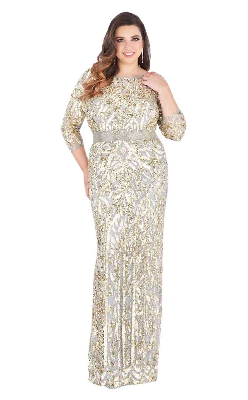 Mac Duggal - Beaded Bateau Sheath Evening Gown 4857F