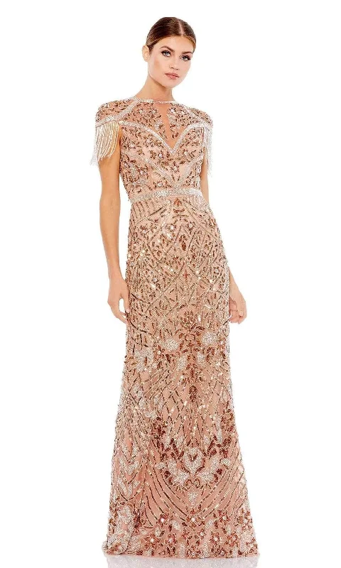 Mac Duggal - Bedazzled Cap Sleeve Evening Gown 5452 - 1 pc Copper in Size 12 Available
