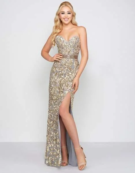Mac Duggal - Bedazzled Sheath Dress With Slit and Train 4691D - 1 pc Plg In Size 14 Available