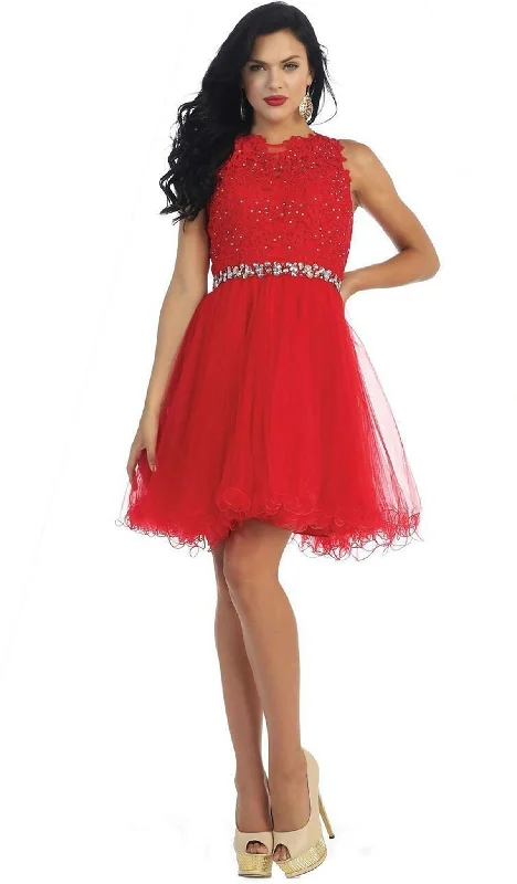 May Queen - Illusion Jewel Appliqued A-Line Cocktail Dress