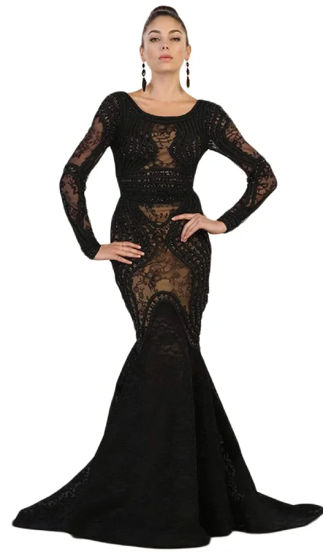 May Queen - RQ7515 Lace Embellished Bateau Mermaid Gown