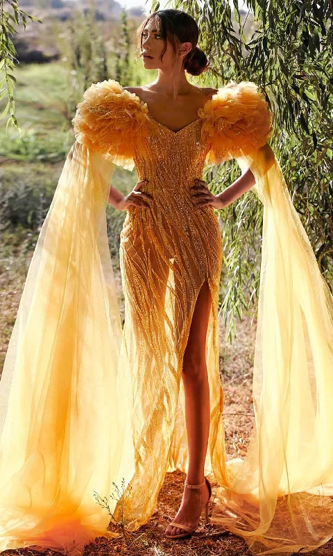 MNM Couture K3934 - Ruffle Sleeve Evening Gown