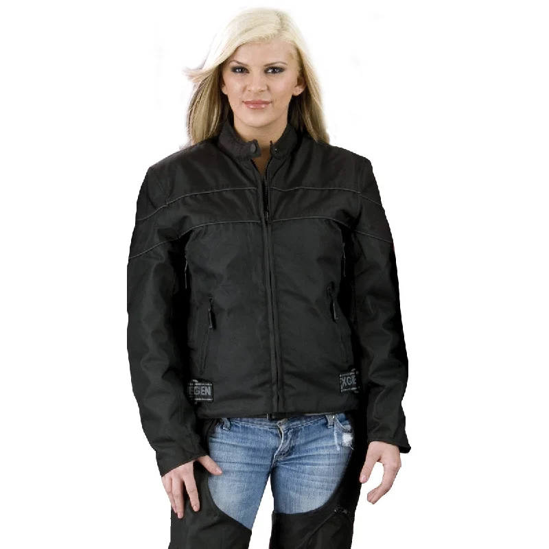 NexGen XS2261 Women's Black Textile Lightweight Jacket with Reflective Piping Collared Jacket Crew Neck Jacket Turtle Neck Jacket