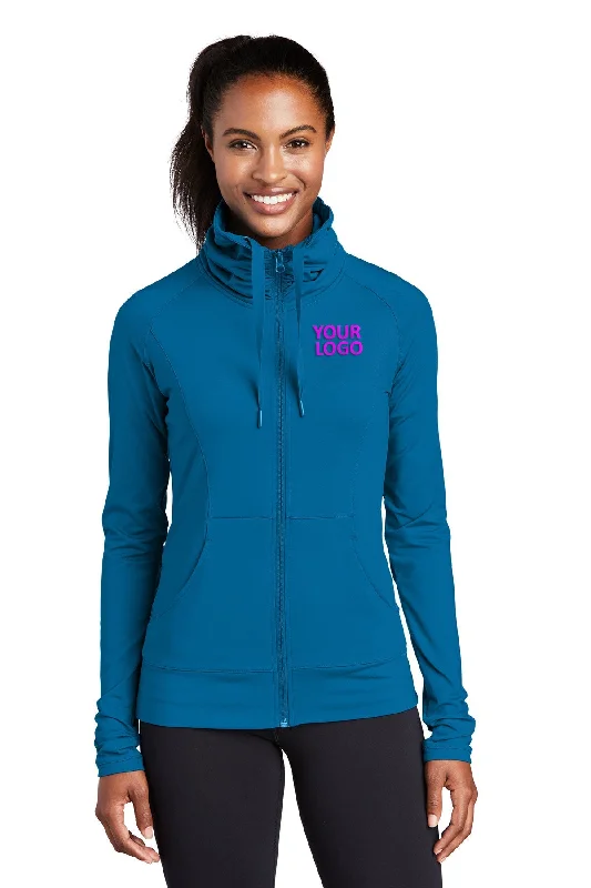 Sport-Tek Ladies Sport-Wick Stretch Branded Full-Zip Jackets, Peacock Blue Knit Jacket Woven Jacket Fleece Jacket Sport-Tek Ladies Sport-Wick Stretch Branded Full-Zip Jackets, Peacock Blue Knit Jacket Woven Jacket Fleece Jacket