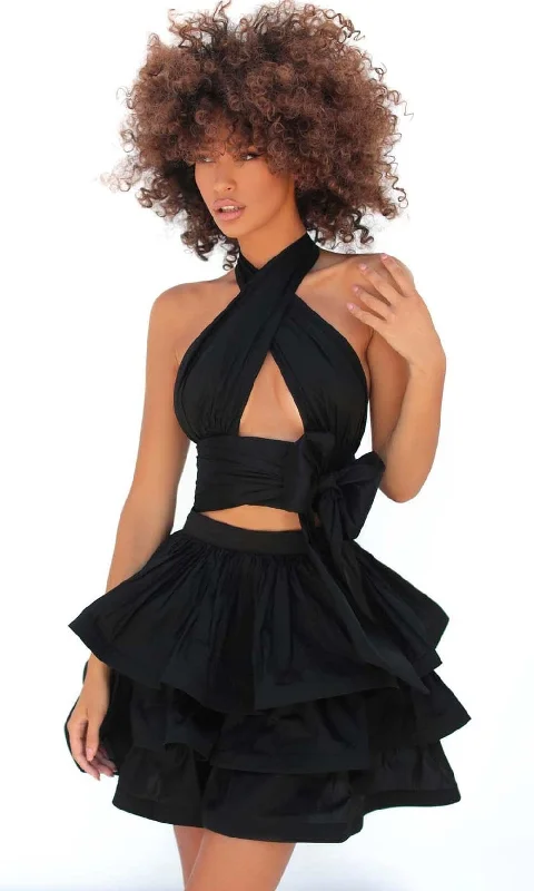 Tarik Ediz - 51167 Halter Bow Accent Dress