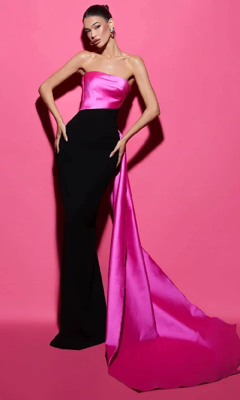 Tarik Ediz 98403 - Strapless Back Slit Evening Gown