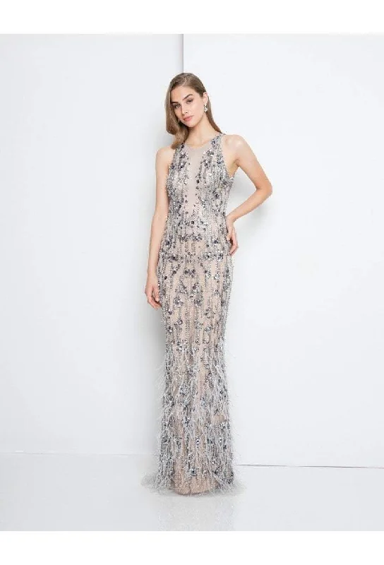 Terani Couture - 1811GL6454 Embellished Illusion Jewel Sheath Dress