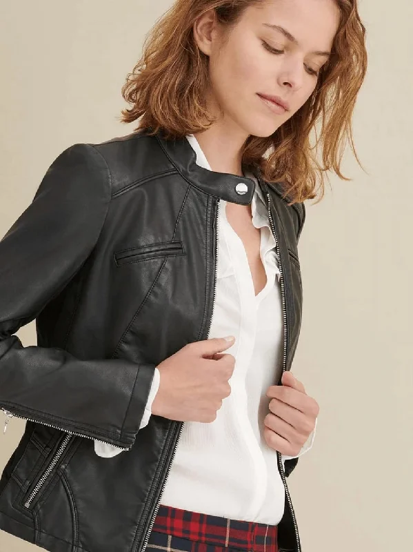 Women’s Black Leather Jacket Genuine Sheepskin V-Neck Jacket Boat Neck Jacket Square Neck Jacket Women’s Black Leather Jacket Genuine Sheepskin V-Neck Jacket Boat Neck Jacket Square Neck Jacket
