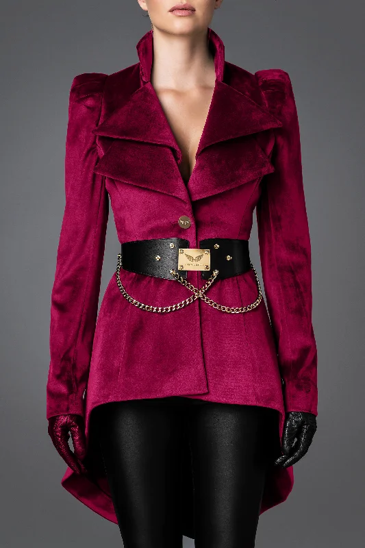 Women's Velvet Jacket - Wisdom Magenta Satin Jacket Silk Jacket Chiffon Jacket