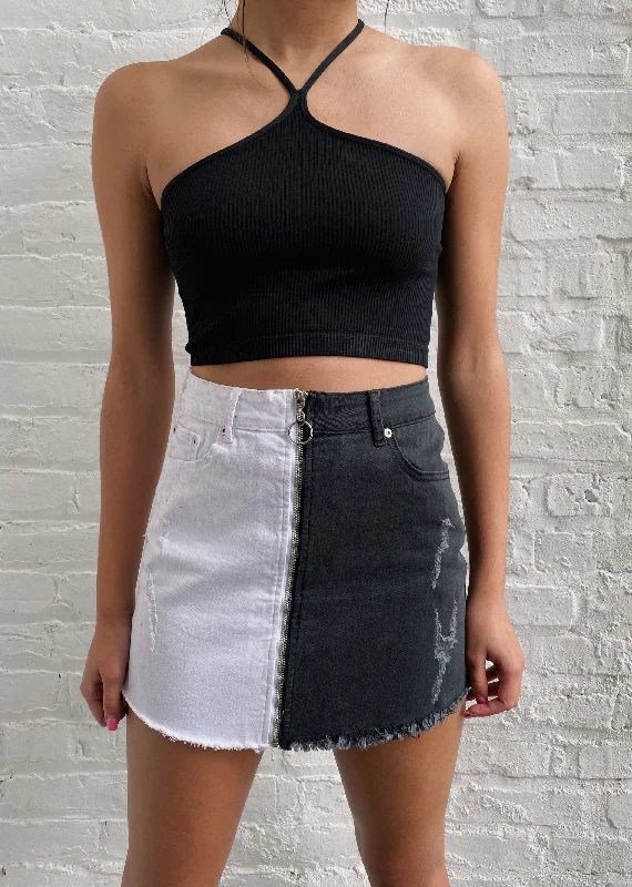 Half And Half Denim Skirt ★ Black & White lightweight skirt design