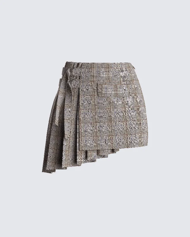 Colby Brown Plaid Mini Skirt floral skirt print