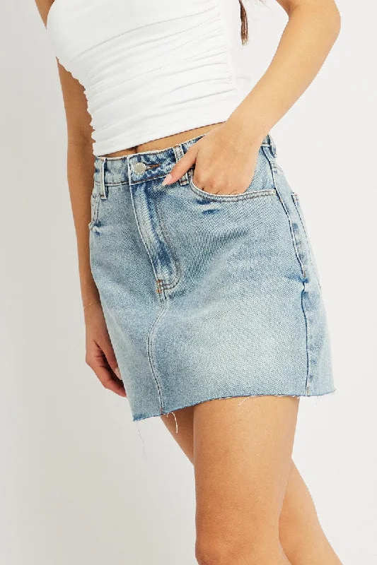 Denim Denim Mini Skirt Mid Rise Raw Edge corduroy skirt cozy