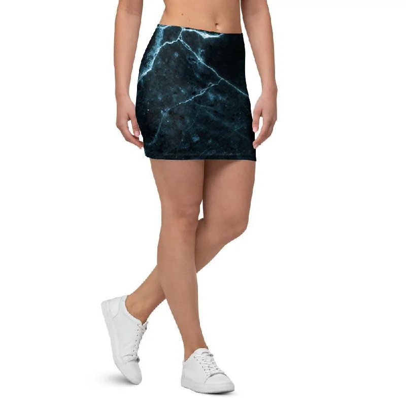 Green Cracked Marble Mini Skirt slim fit skirt