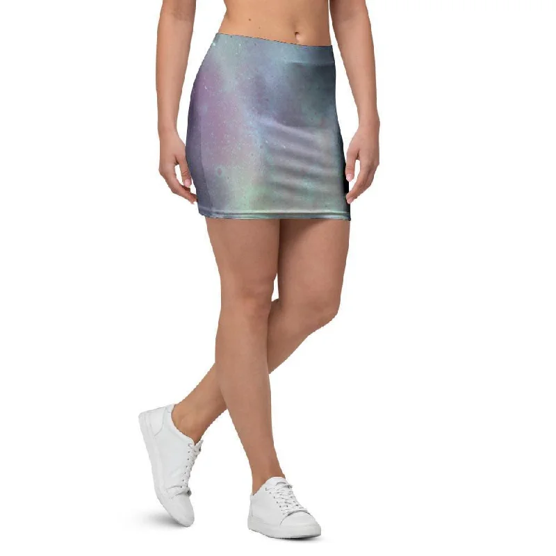 Green Galaxy Space Mini Skirt chiffon skirt lightweight