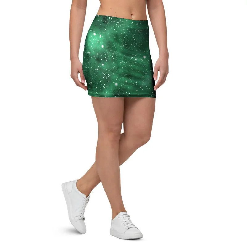 Green Nebula Galaxy Mini Skirt wrap skirt elegant