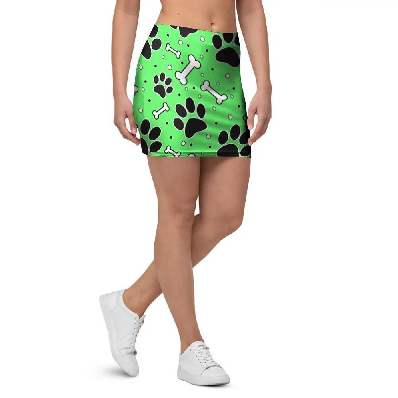 Green Paw Mini Skirt silk skirt luxurious