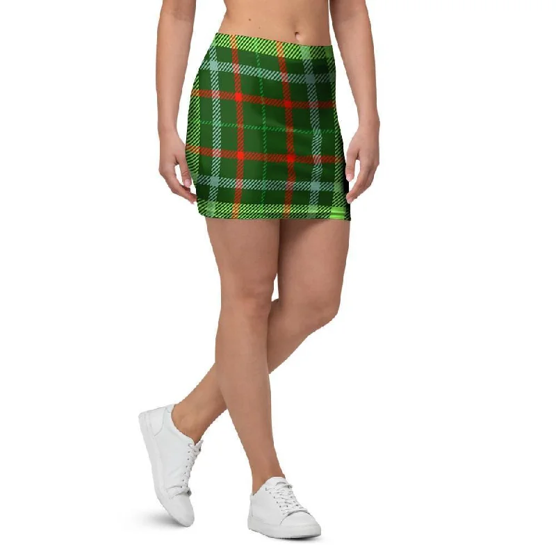 Green Plaid Tartan Mini Skirt denim skirt classic