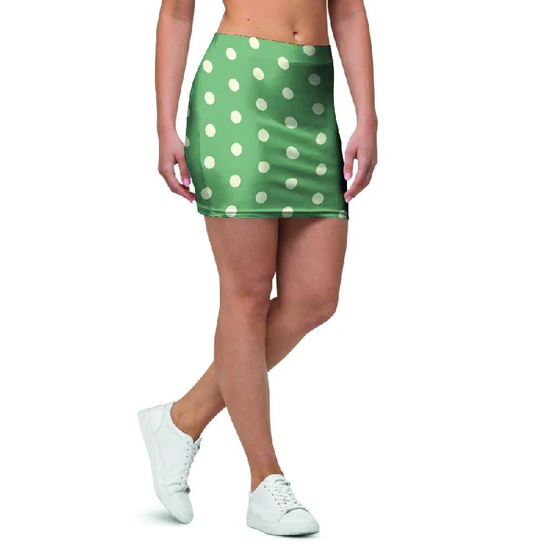 Green Sage Polka Dot Mini Skirt maxi skirt elegant