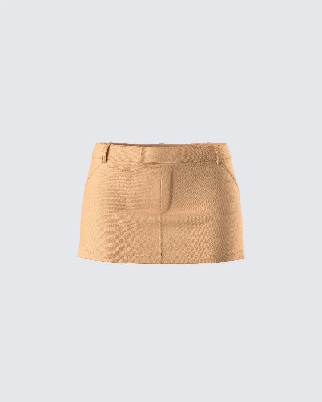 Harwell Tan Twill Mini Skirt pencil skirt chic