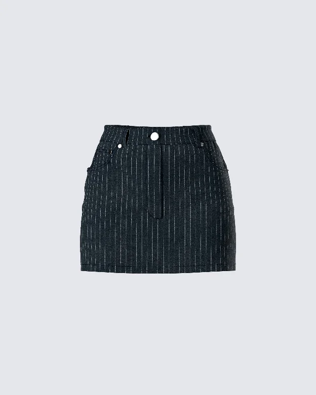 Jennifer Black Stripe Mini Skirt denim skirt classic