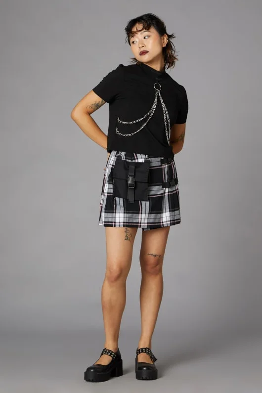 Nancy Pink Tartan Mini Skirt leather skirt sleek