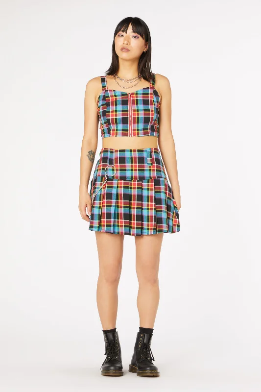 Rainbow Tartan Mini Skirt cashmere skirt fine