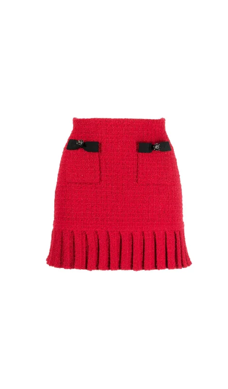 RED KNIT MINI SKIRT denim skirt fashionable