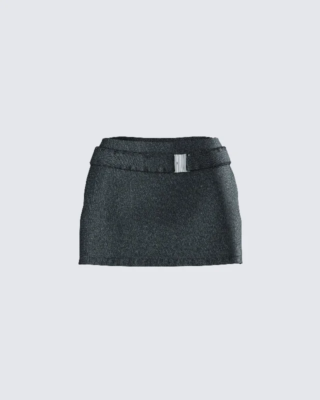 Sammy Black Belted Mini Skirt denim skirt classic