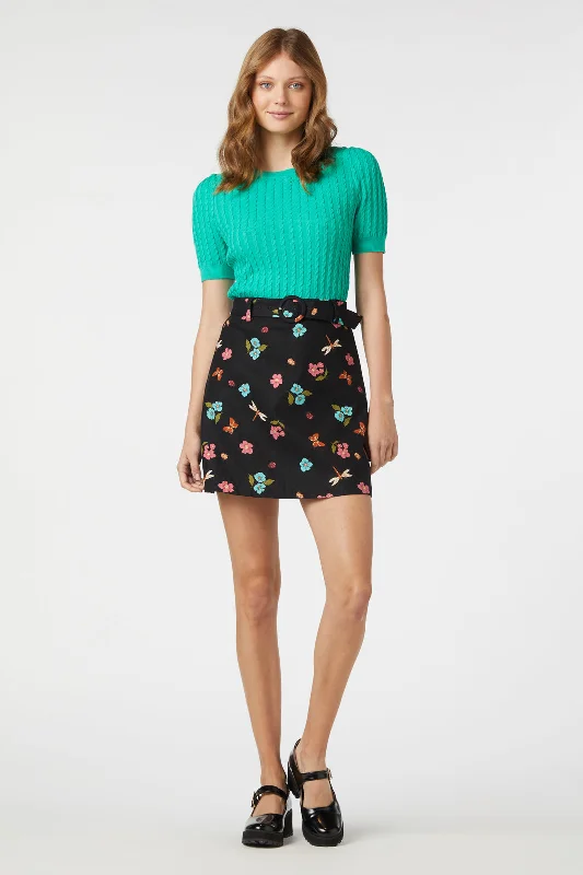 Serena Flora Mini Skirt denim skirt stylish